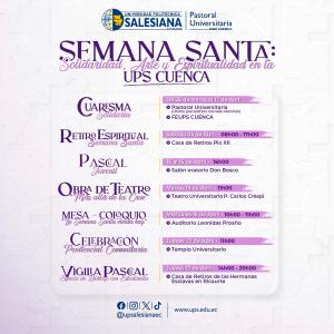 Afiche de la Semana Santa: Solidaridad, arte y espiritualidad en la UPS sede Cuenca